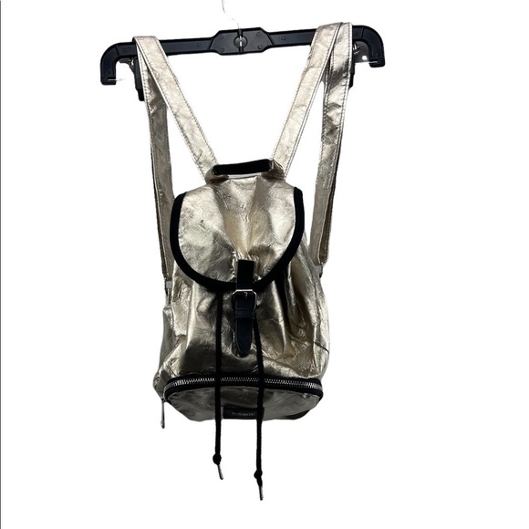 Victoria’s Secret Pink Mini Metallic Gold Shimmer Backpack Academia Travel Bag - Picture 1 of 16